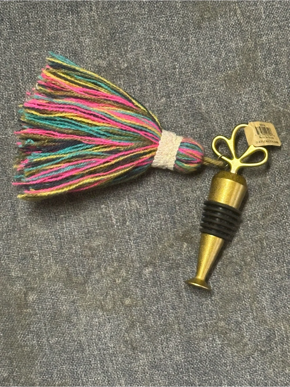 Natural Life Tassel Bottle Stopper- Rainbow
